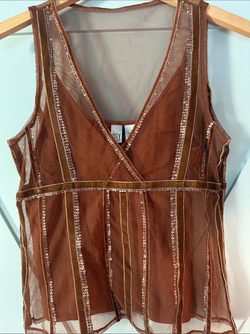 DKNY Rust Brown Satin-Look Shell